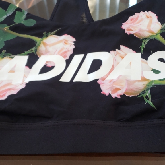 ADIDAS WOMEN'S 3 STRIPES FLORAL SPORT BRA BLACK - Picture 7 of 14